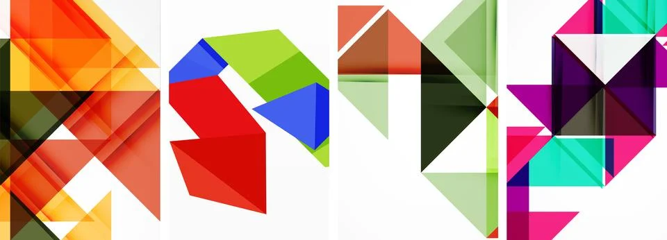 Set of abstract random triangle composition backgrounds. Vector illustration for Illustrazione stock