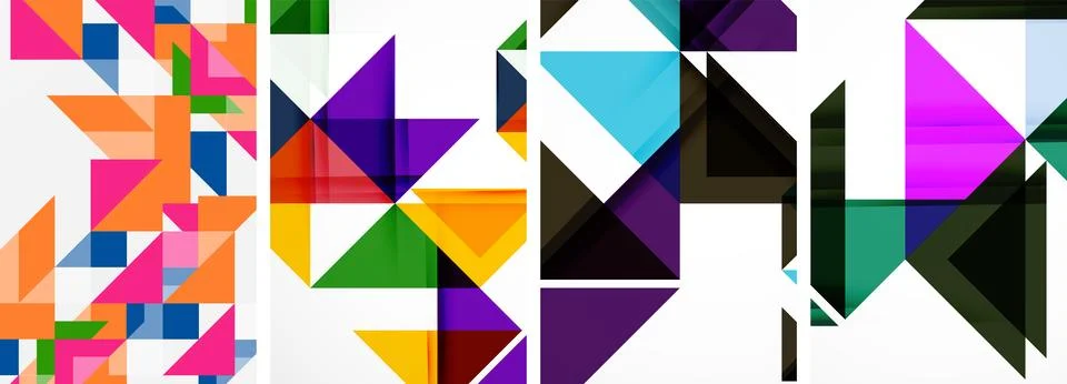 Set of abstract random triangle composition backgrounds. Vector illustration for イラスト素材