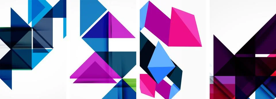 Set of abstract random triangle composition backgrounds. Vector illustration for Stock Illustration