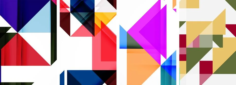 Set of abstract random triangle composition backgrounds. Vector illustration for イラスト素材