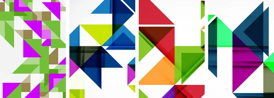 Set of abstract random triangle composition backgrounds. Vector illustration for イラスト素材