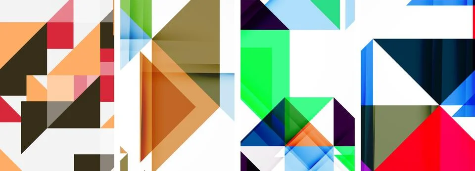 Set of abstract random triangle composition backgrounds. Vector illustration for Stock Illustration