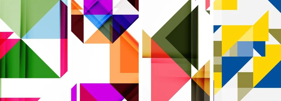 Set of abstract random triangle composition backgrounds. Vector illustration for 库存插图