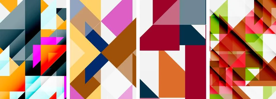 Set of abstract random triangle composition backgrounds. Vector illustration for Stock Illustration