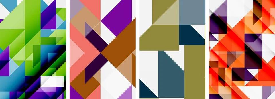 Set of abstract random triangle composition backgrounds. Vector illustration for 스톡 일러스트