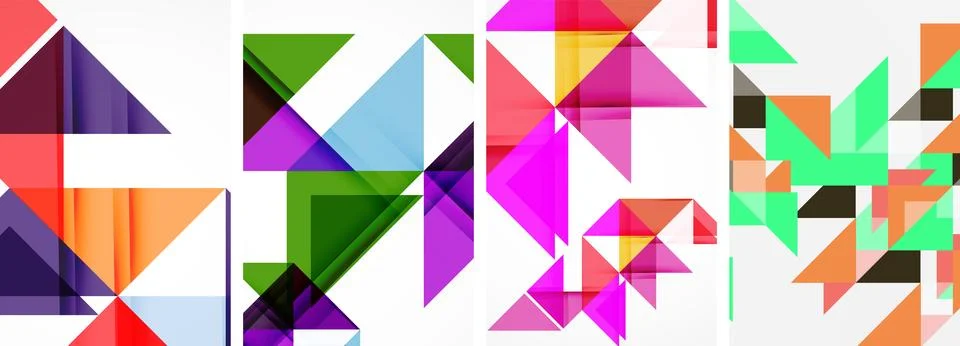 Set of abstract random triangle composition backgrounds. Vector illustration for Illustrazione stock