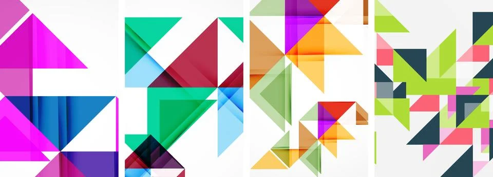Set of abstract random triangle composition backgrounds. Vector illustration for Stock Illustration