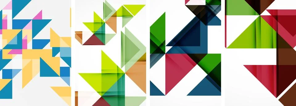 Set of abstract random triangle composition backgrounds. Vector illustration for Illustrazione stock