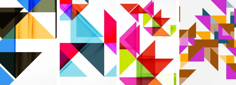 Set of abstract random triangle composition backgrounds. Vector illustration for Illustrazione stock
