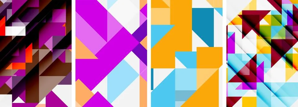 Set of abstract random triangle composition backgrounds. Vector illustration for Illustrazione stock