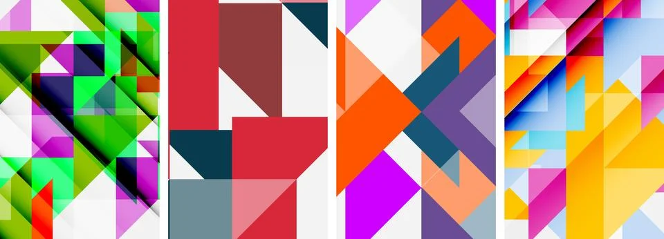 Set of abstract random triangle composition backgrounds. Vector illustration for Stock Illustration