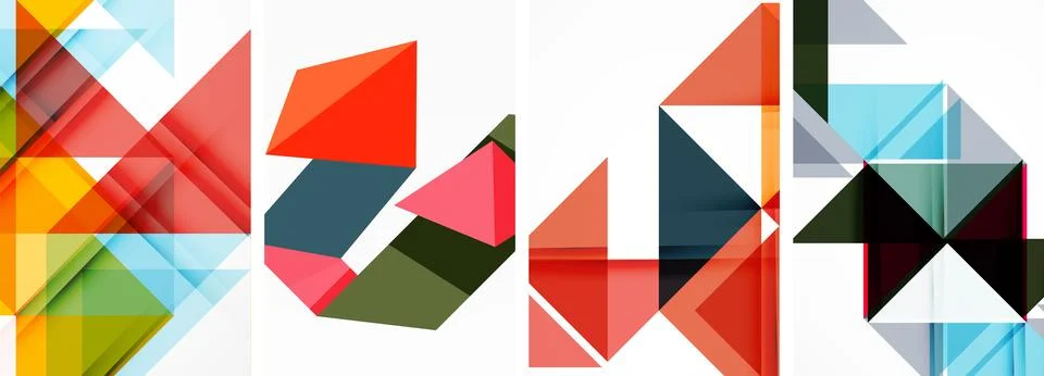 Set of abstract random triangle composition backgrounds. Vector illustration for Illustrazione stock