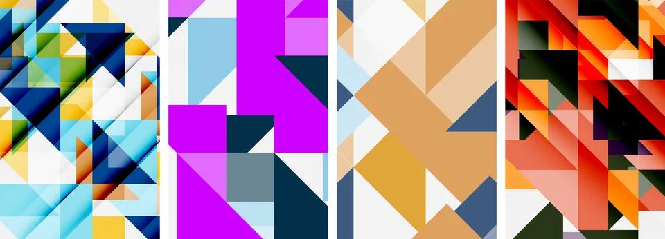 Set of abstract random triangle composition backgrounds. Vector illustration for 스톡 일러스트