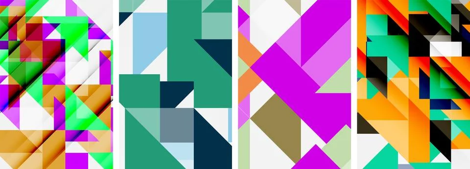 Set of abstract random triangle composition backgrounds. Vector illustration for Stock Illustration