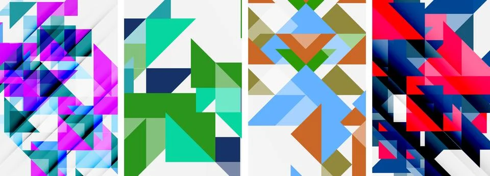 Set of abstract random triangle composition backgrounds. Vector illustration for Illustrazione stock
