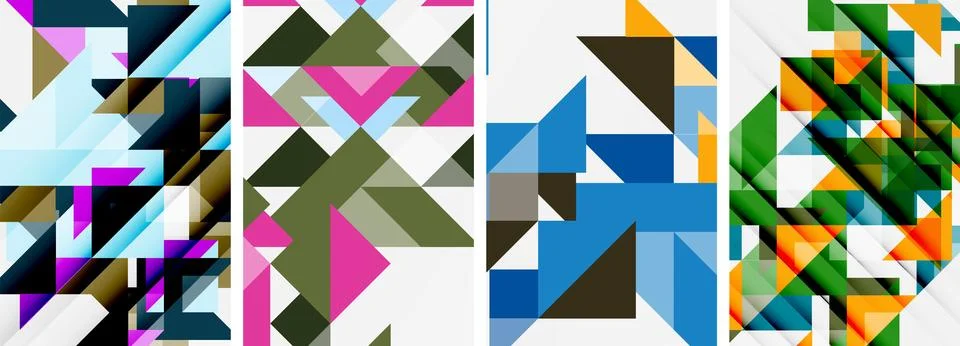 Set of abstract random triangle composition backgrounds. Vector illustration for Stock Illustration