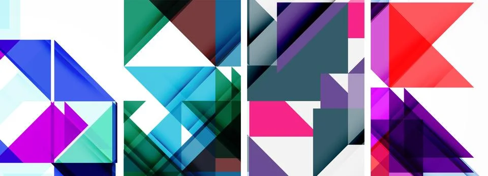 Set of abstract random triangle composition backgrounds. Vector illustration for Illustrazione stock