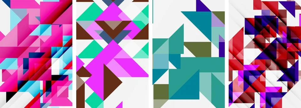 Set of abstract random triangle composition backgrounds. Vector illustration for Illustrazione stock