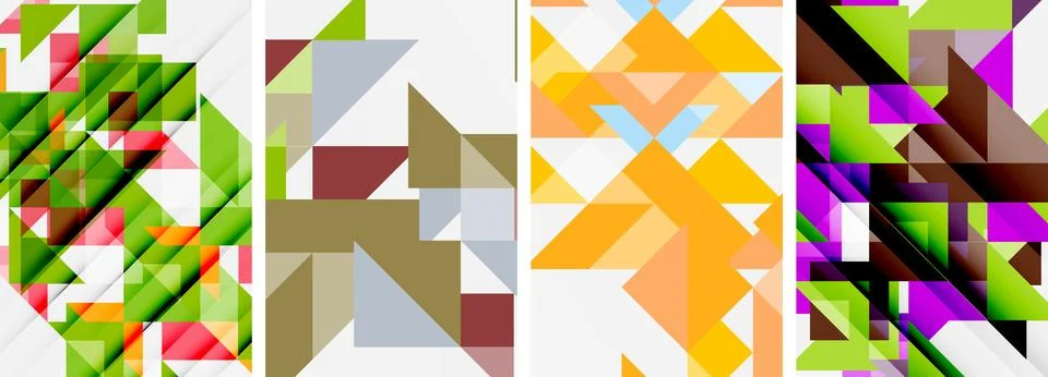 Set of abstract random triangle composition backgrounds. Vector illustration for Illustrazione stock