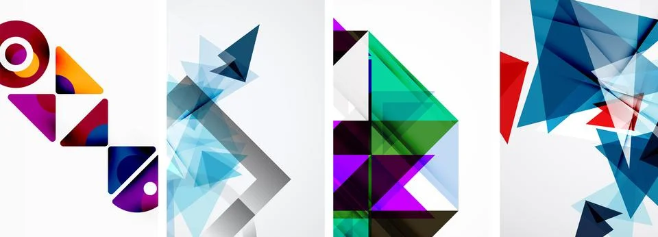 Set of abstract random triangle composition backgrounds. Vector illustration for 스톡 일러스트