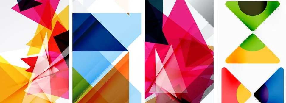 Set of abstract random triangle composition backgrounds. Vector illustration for Stock Illustration