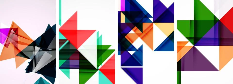 Set of abstract random triangle composition backgrounds. Vector illustration for Illustrazione stock