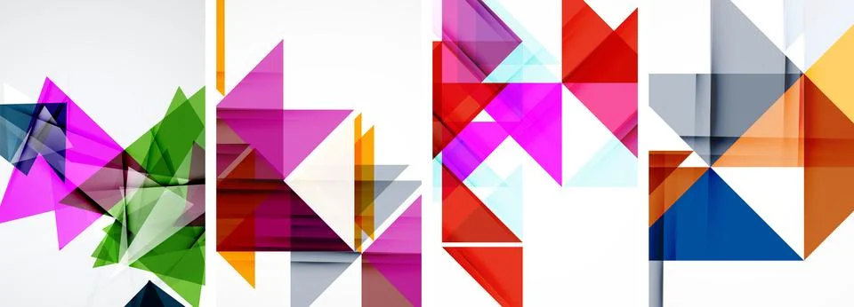 Set of abstract random triangle composition backgrounds. Vector illustration for Stock Illustration