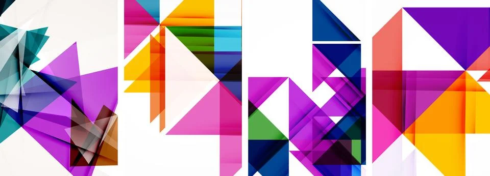 Set of abstract random triangle composition backgrounds. Vector illustration for Stock Illustration