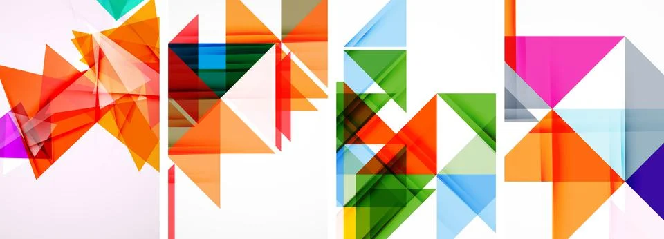Set of abstract random triangle composition backgrounds. Vector illustration for Stock Illustration