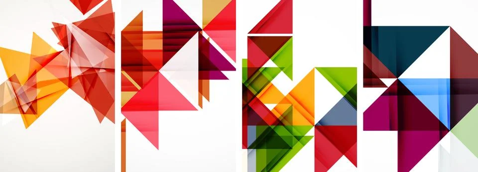 Set of abstract random triangle composition backgrounds. Vector illustration for Illustrazione stock