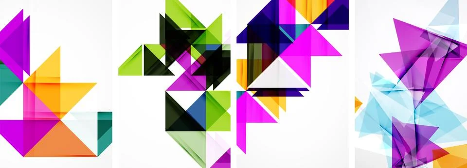 Set of abstract random triangle composition backgrounds. Vector illustration for Illustrazione stock