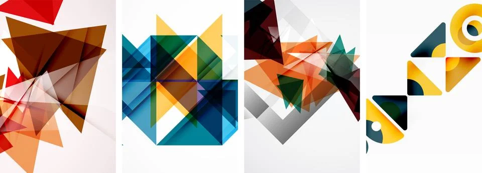 Set of abstract random triangle composition backgrounds. Vector illustration for Stock Illustration