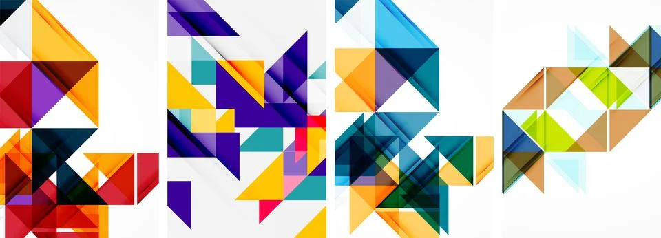 Set of abstract random triangle composition backgrounds. Vector illustration for Stock Illustration