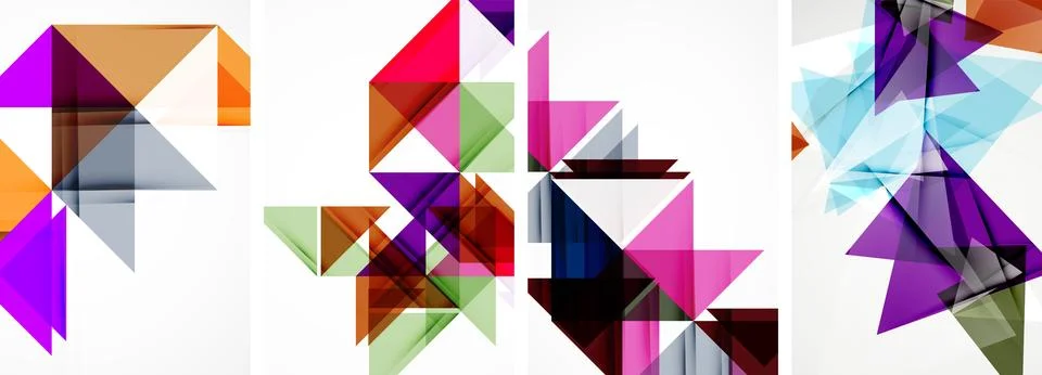 Set of abstract random triangle composition backgrounds. Vector illustration for 스톡 일러스트