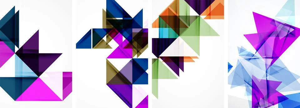 Set of abstract random triangle composition backgrounds. Vector illustration for Stock Illustration