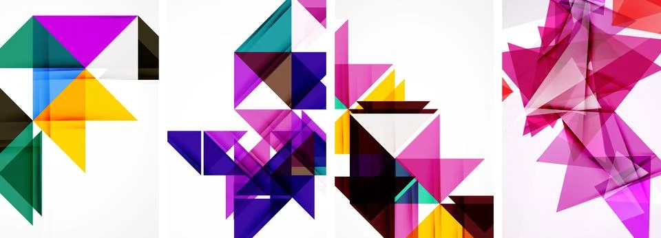 Set of abstract random triangle composition backgrounds. Vector illustration for Illustrazione stock