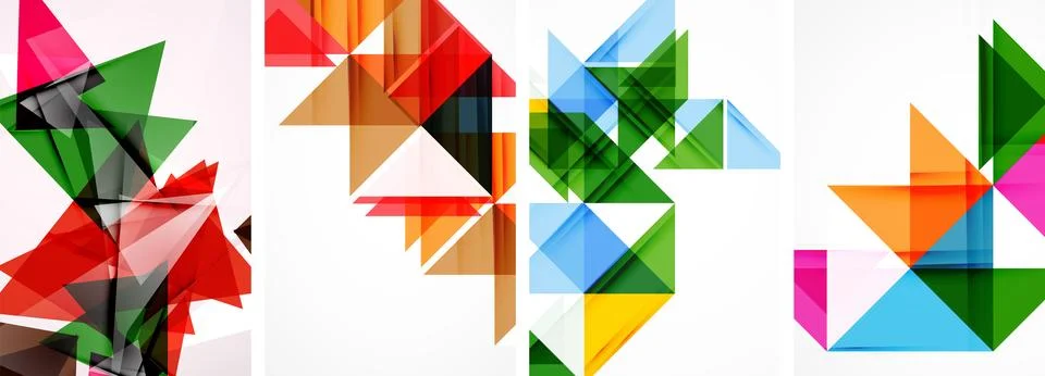Set of abstract random triangle composition backgrounds. Vector illustration for Stock Illustration