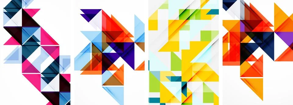 Set of abstract random triangle composition backgrounds. Vector illustration for Illustrazione stock