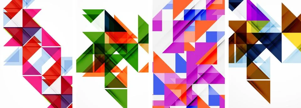 Set of abstract random triangle composition backgrounds. Vector illustration for Illustrazione stock