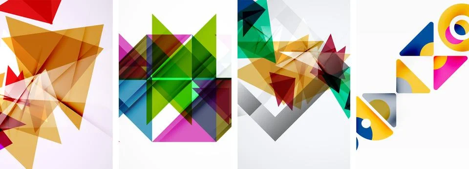 Set of abstract random triangle composition backgrounds. Vector illustration for Stock Illustration