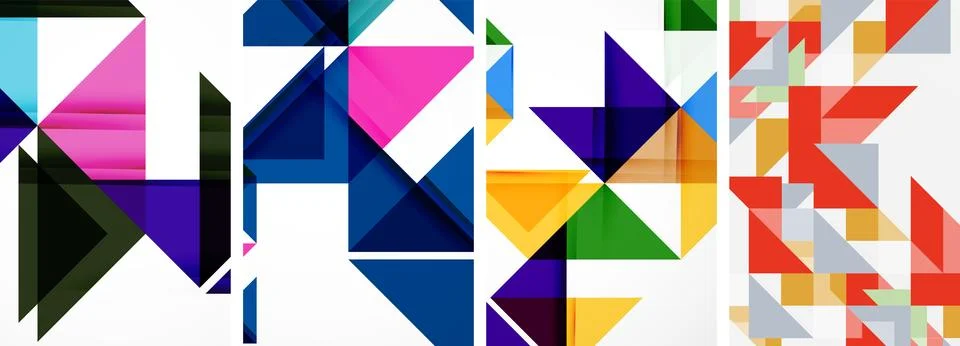 Set of abstract random triangle composition backgrounds. Vector illustration for Illustrazione stock
