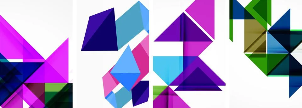 Set of abstract random triangle composition backgrounds. Vector illustration for 스톡 일러스트