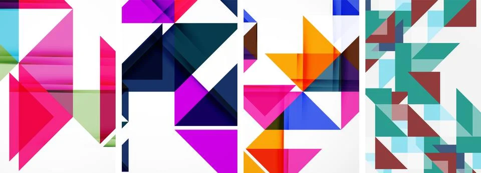 Set of abstract random triangle composition backgrounds. Vector illustration for Illustrazione stock