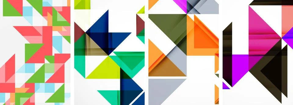 Set of abstract random triangle composition backgrounds. Vector illustration for Stock Illustration