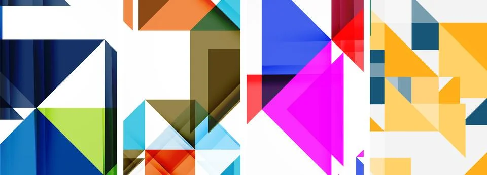 Set of abstract random triangle composition backgrounds. Vector illustration for Illustrazione stock