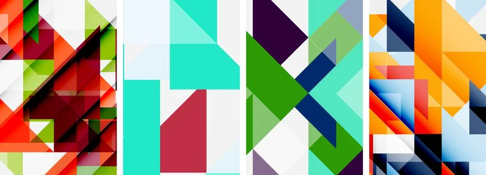 Set of abstract random triangle composition backgrounds. Vector illustration for Stock Illustration