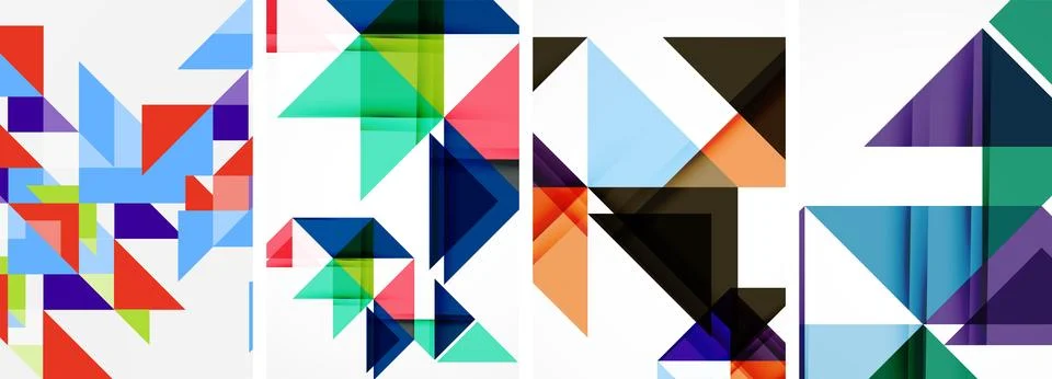 Set of abstract random triangle composition backgrounds. Vector illustration for Stock Illustration