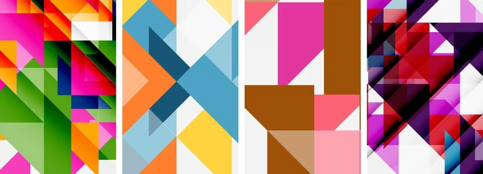 Set of abstract random triangle composition backgrounds. Vector illustration for Illustrazione stock