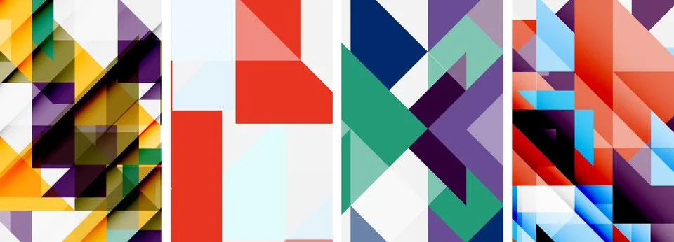 Set of abstract random triangle composition backgrounds. Vector illustration for Illustrazione stock