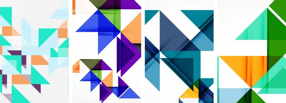 Set of abstract random triangle composition backgrounds. Vector illustration for Illustrazione stock